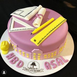 کیک مهندسی دخترانه بنفش