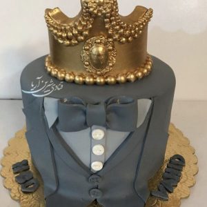 کیک کت مردانه خاکستری - کیک تاجدار