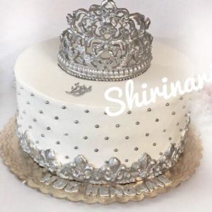 کیک عروسی سفید و نقره ای