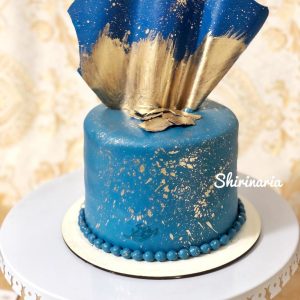 کیک تولد آبی طلایی