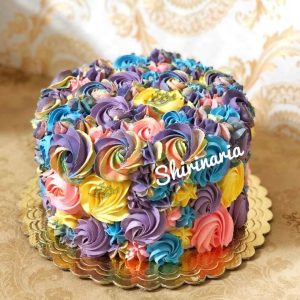 کیک تولد رنگی رنگی
