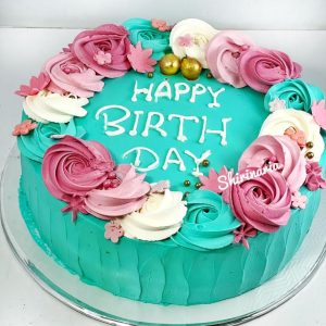 کیک تولد زنانه گل گلی
