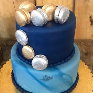 کیک تولد مردانه آبی دو طبقه