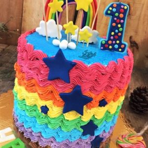 کیک تولد یکسالگی رنگین کمان