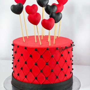 کیک جشن ولنتاین قرمز
