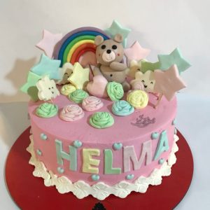 کیک خرس تدی و رنگین کمان