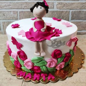 کیک دخترانه عروسک صورتی