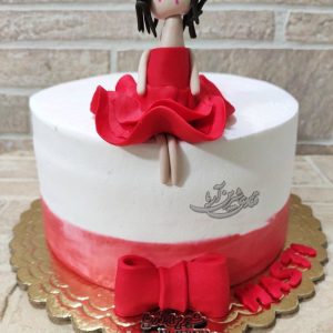 کیک دخترانه عروسک قرمز