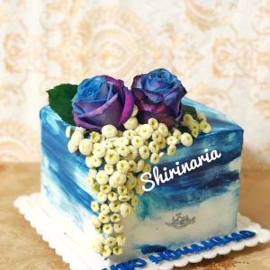کیک دخترانه مربع آبی