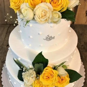 کیک عروسی رز زرد