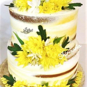 کیک عروسی گل میخک زرد